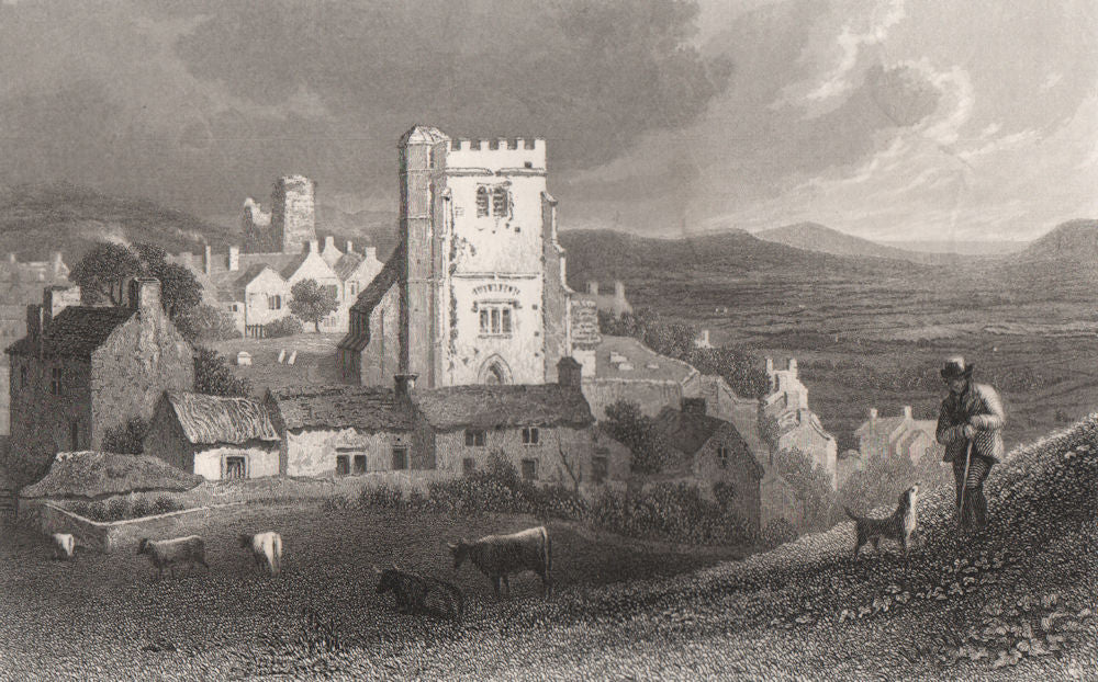 Llantrisant, Glamorganshire, Wales, by Henry Gastineau 1835 old antique print